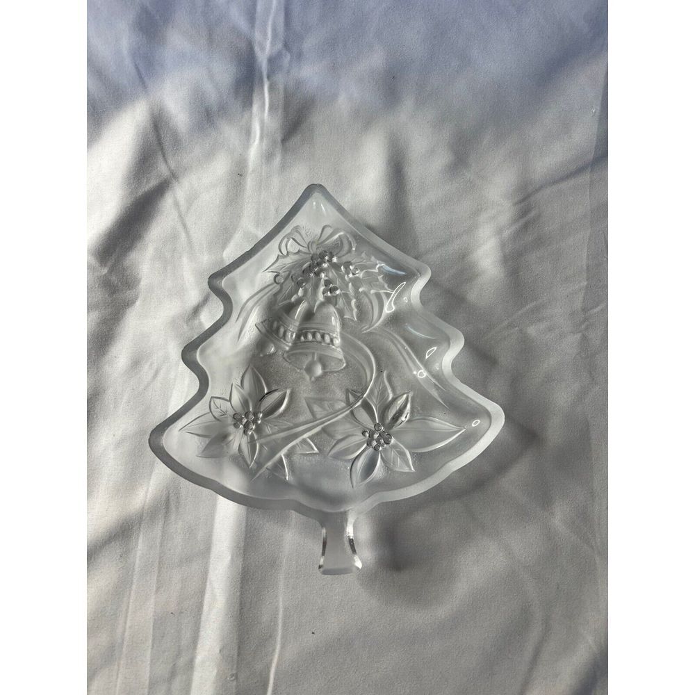 Vintage‎ Crystal Christmas Tree Shaped Candy Dish 7.5" HOLIDAY GIFT Grannycore